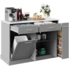 Kitchen Island with Trash Can Storage, 52" Rolling Kitchen Island on Wheels with Marble Countertop & Pull Out Spice Rack
