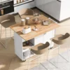 Kitchen Island with Foldable Counter Top,Slide-Out Shelf, Towel Rack and Drawer,Kitchen Cart on Wheels,Living Room, Dining Room