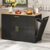 53 Inch Large Rolling Kitchen Island with Trash Can Storage Cabinet,Movable w Wheels Cabinet for 13 Gallon Garbage Bin 2 Drawer