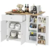 Kitchen Island with Storage, Island Table on Wheels with Drop Leaf, Spice Rack, Drawer, Towel Rack, Rolling Kitchen Island Cart